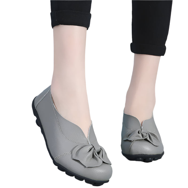 Cowhide Leather Flower Flats