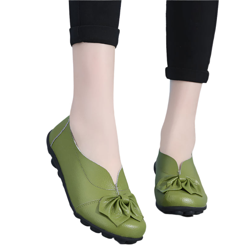Cowhide Leather Flower Flats