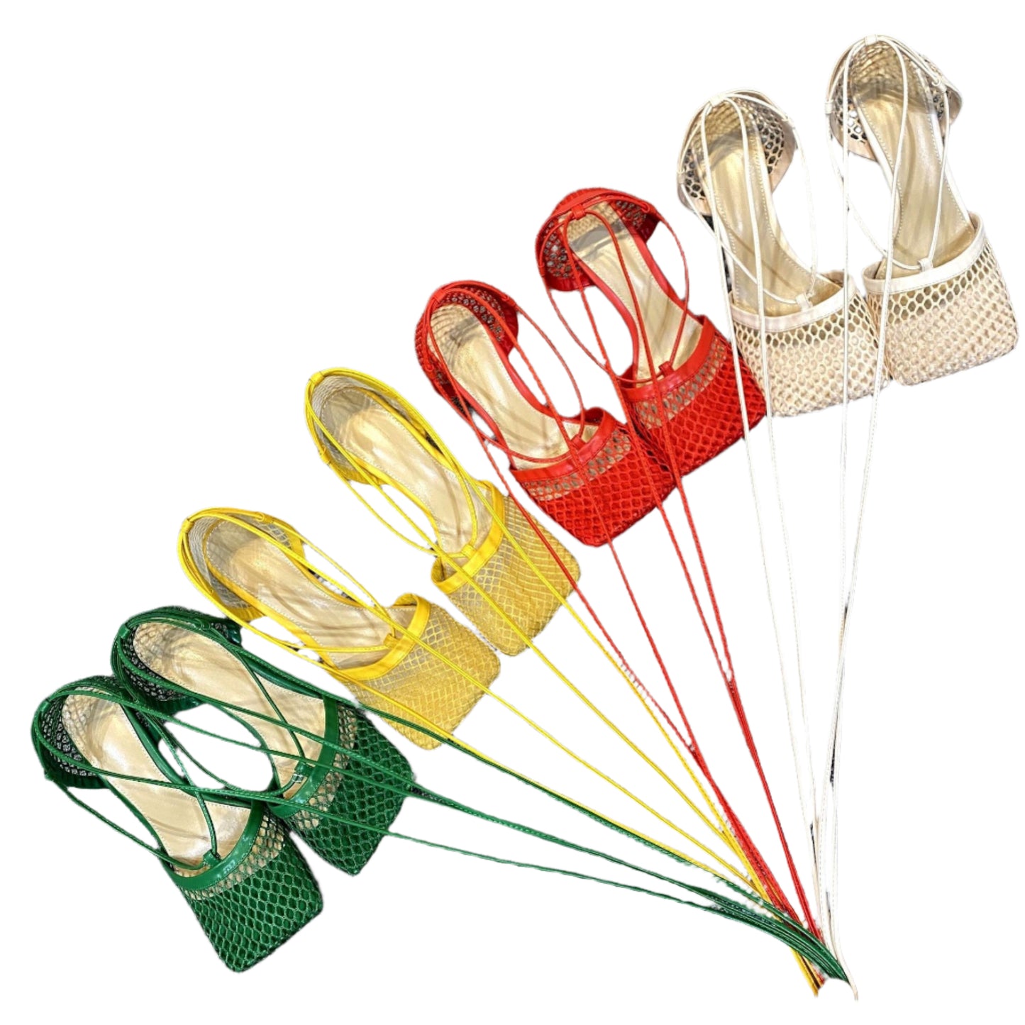 Hand Woven Sheepskin and Microfiber Lace Up Heels