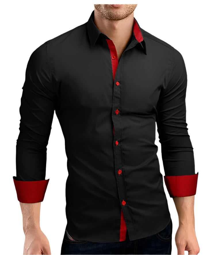 Men's Fitted Long Sleeve Button Down Contrast Shirt