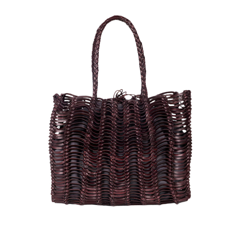 Handmade Cowhide Woven Shopper Style Handbag