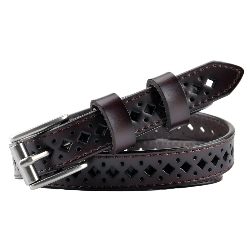 Cowhide Leather Cut Out Pattern Belt