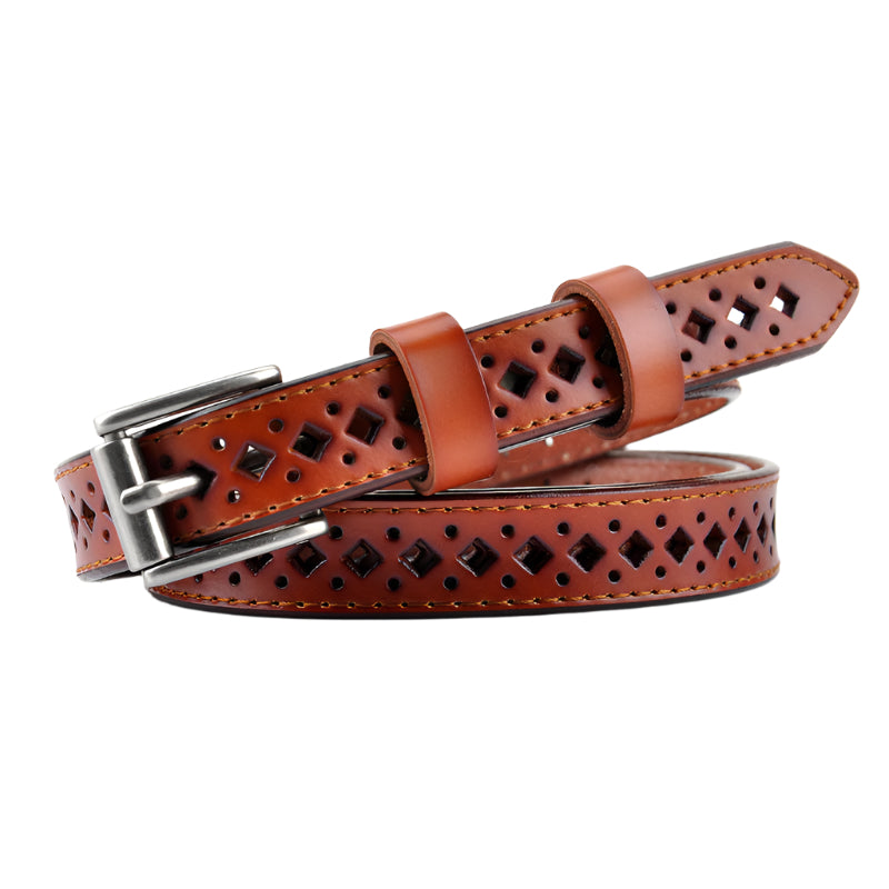 Cowhide Leather Cut Out Pattern Belt
