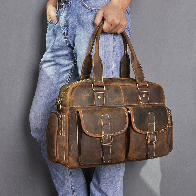 Men's Cowhide Leather Work and Travel Bag