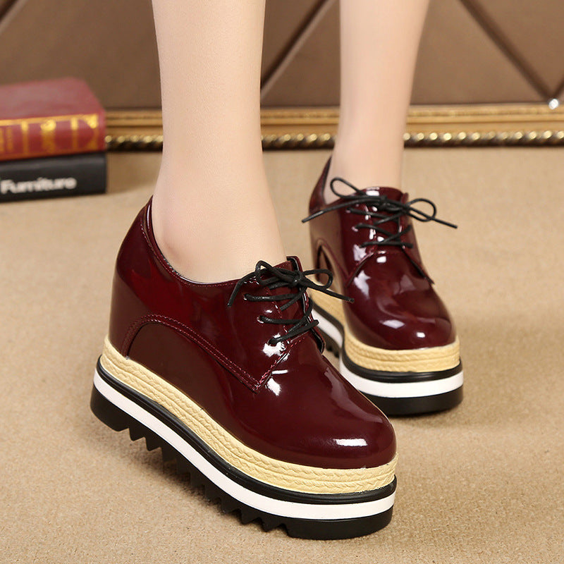 Patent Leather Lace Up Platform Shoe
