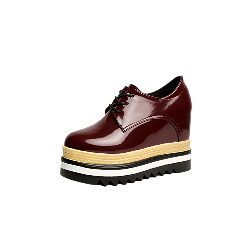 Patent Leather Lace Up Platform Shoe