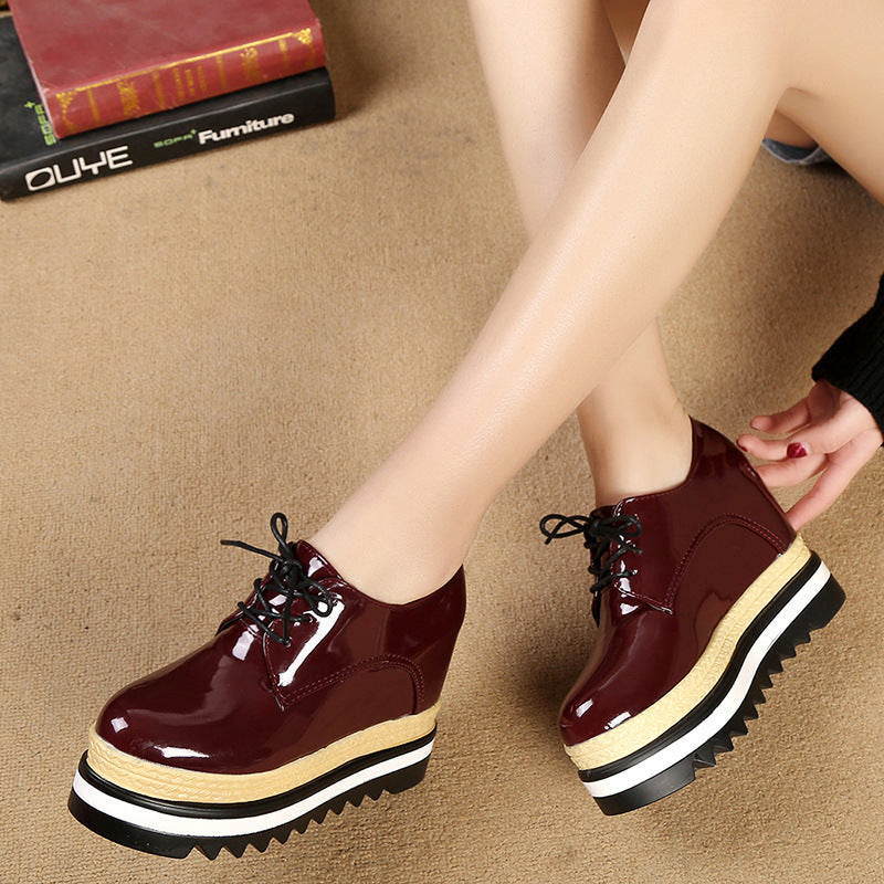 Patent Leather Lace Up Platform Shoe