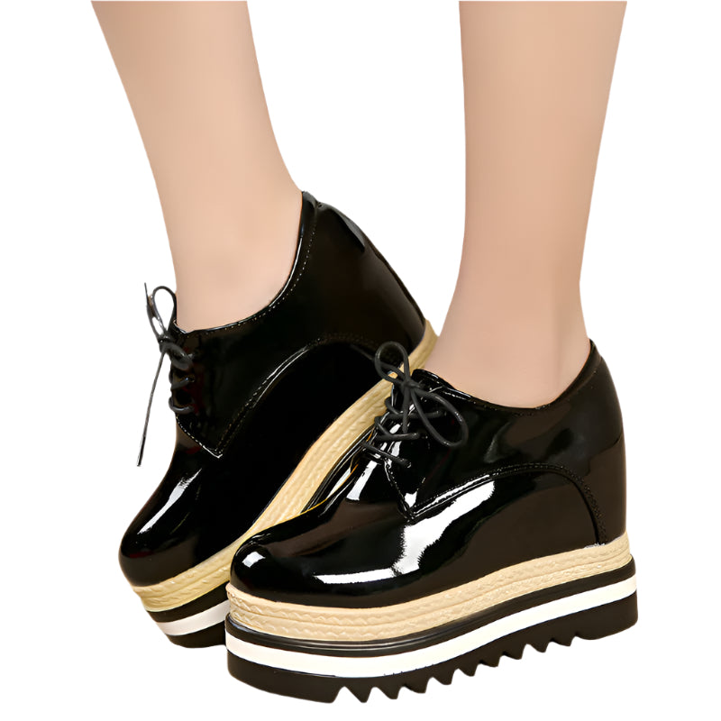 Patent Leather Lace Up Platform Shoe