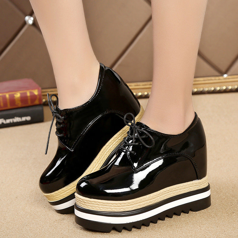 Patent Leather Lace Up Platform Shoe