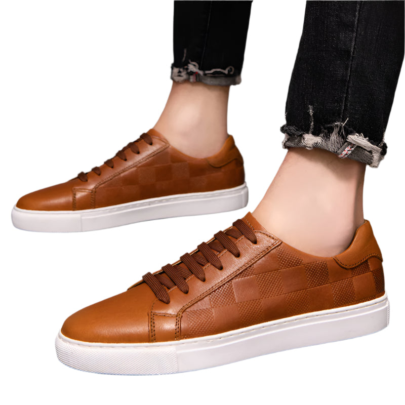 Men's Embossed Cowhide Leather Breathable Shoes