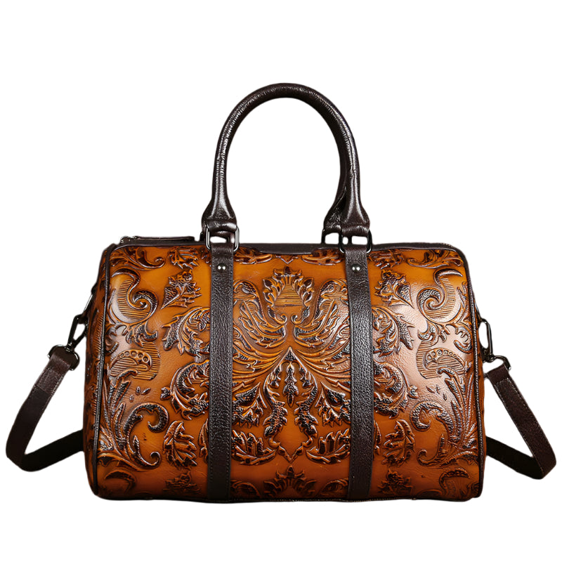 Cowhide Leather Flower Handbag