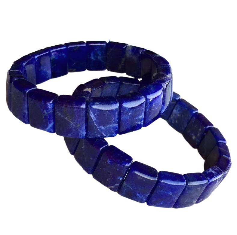Sodalite Square Bead Crystal Bracelet