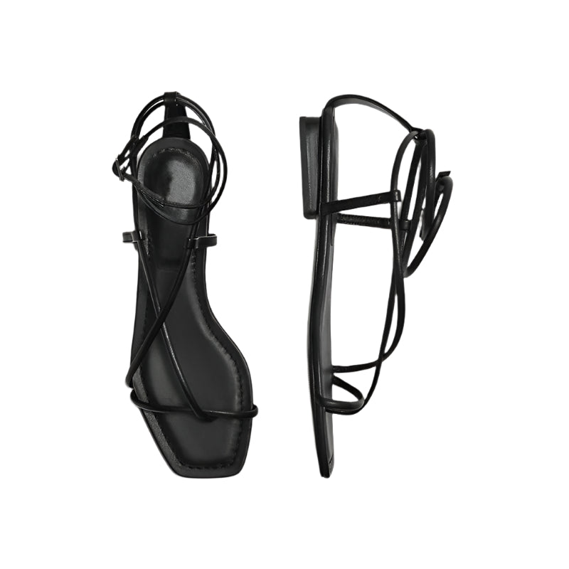Multi Strap Cowhide Leather Sandals