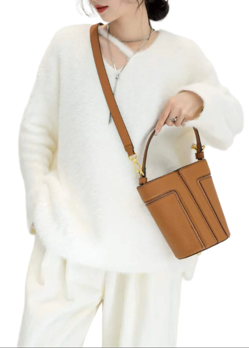 Cowhide Leather Contrast Color Bag