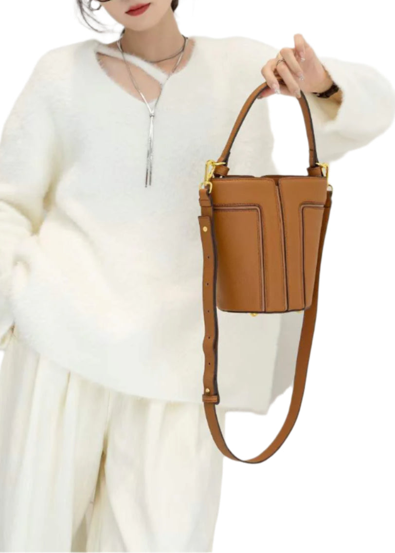 Cowhide Leather Contrast Color Bag
