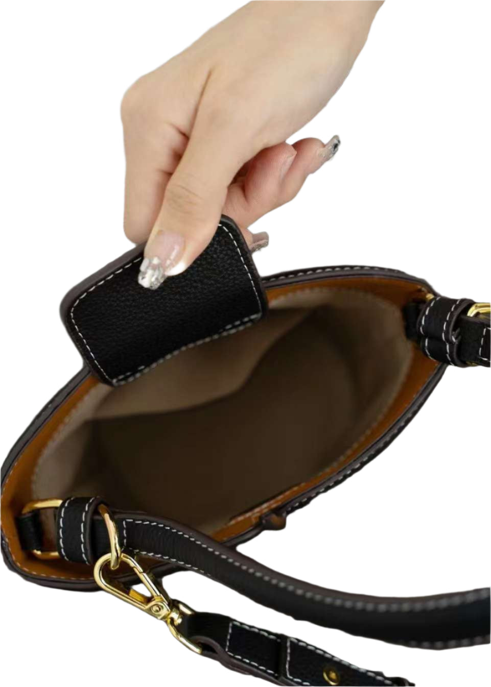 Cowhide Leather Contrast Color Bag