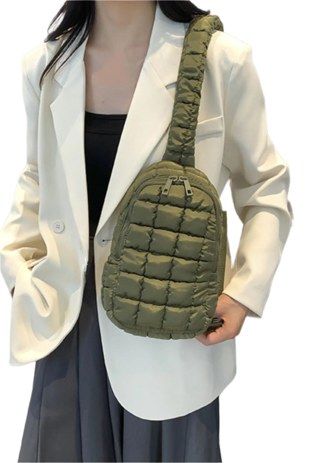 Quilted Nylon Crossbody  Bag