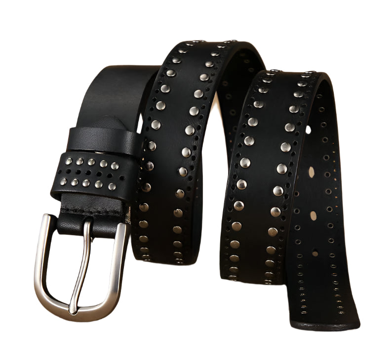 Riveted Cowhide Leather Belt