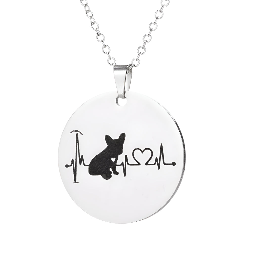 Stainless Steel Dog's Heart Beat Necklace