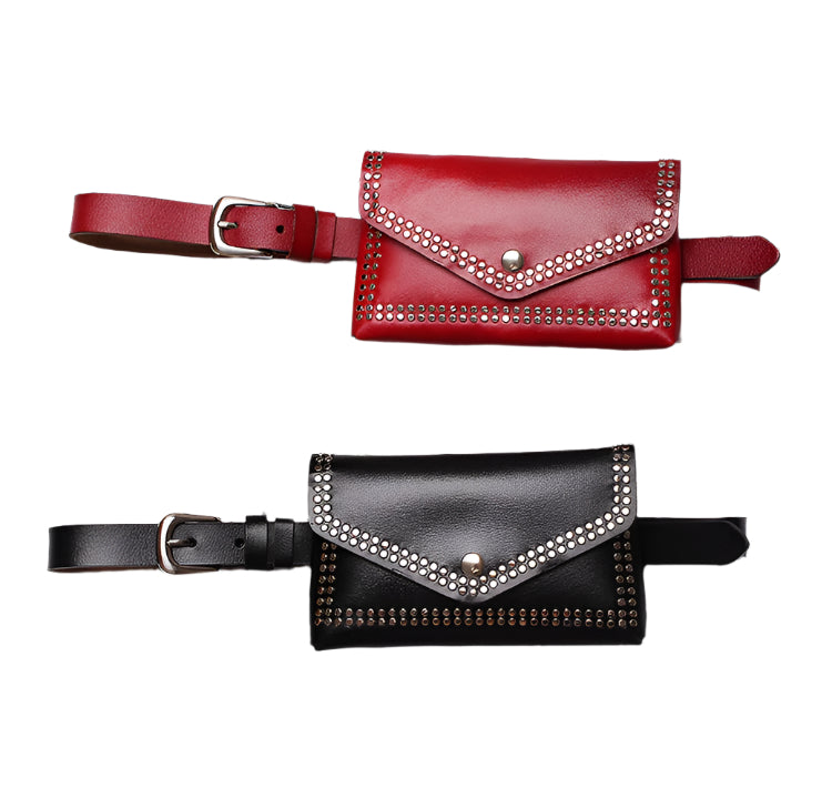 Riveted Two-Layer Cowhide Leather Wallet Belt