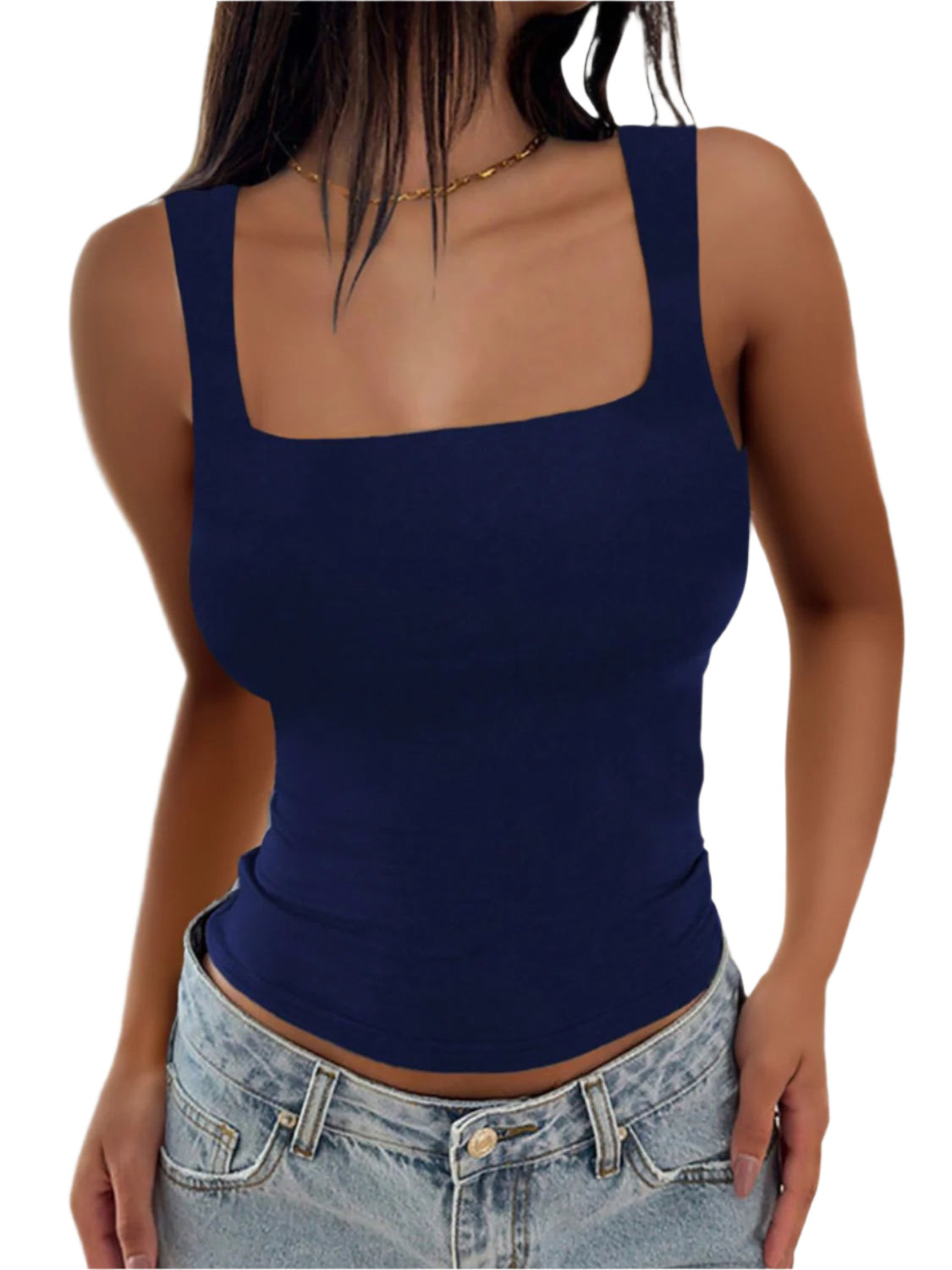 Devine Square Neck Wide Strap Tank