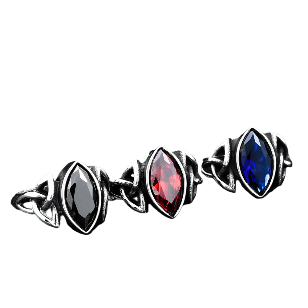 Stainless Steel Triquetra with Colorful Zircon Ring