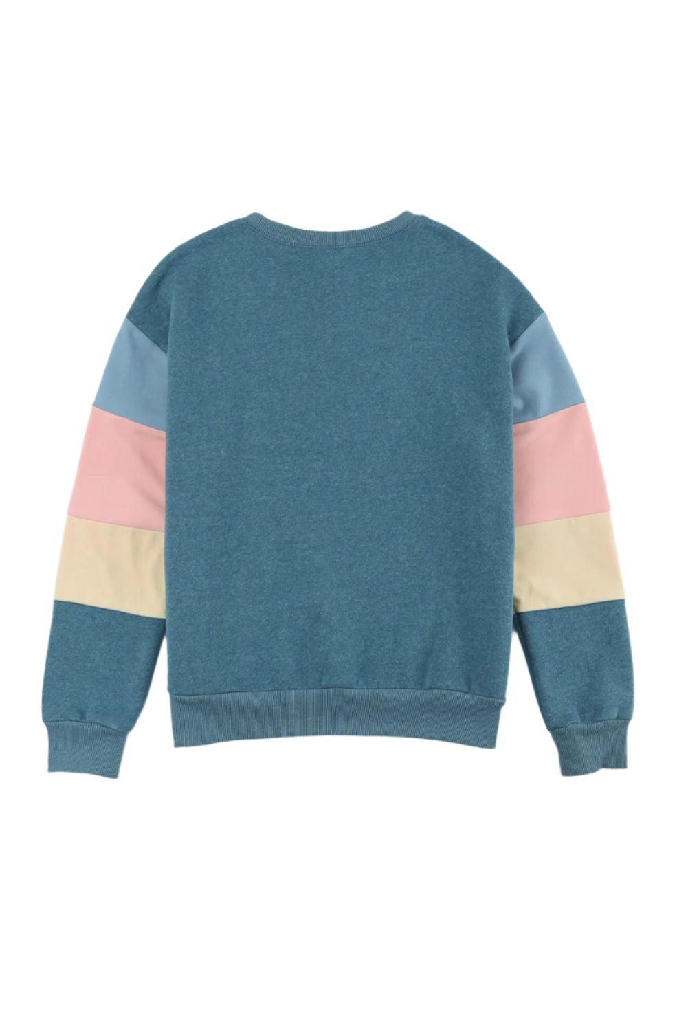 Color Block Round Neck Long Sleeve Sweatshirt