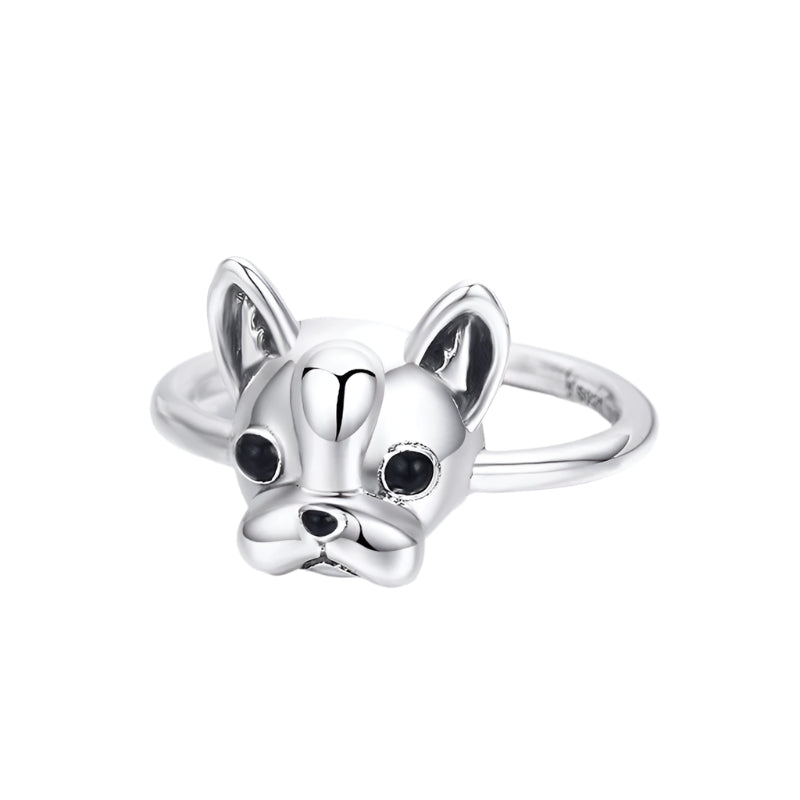 925 Sterling French Bulldog Ring