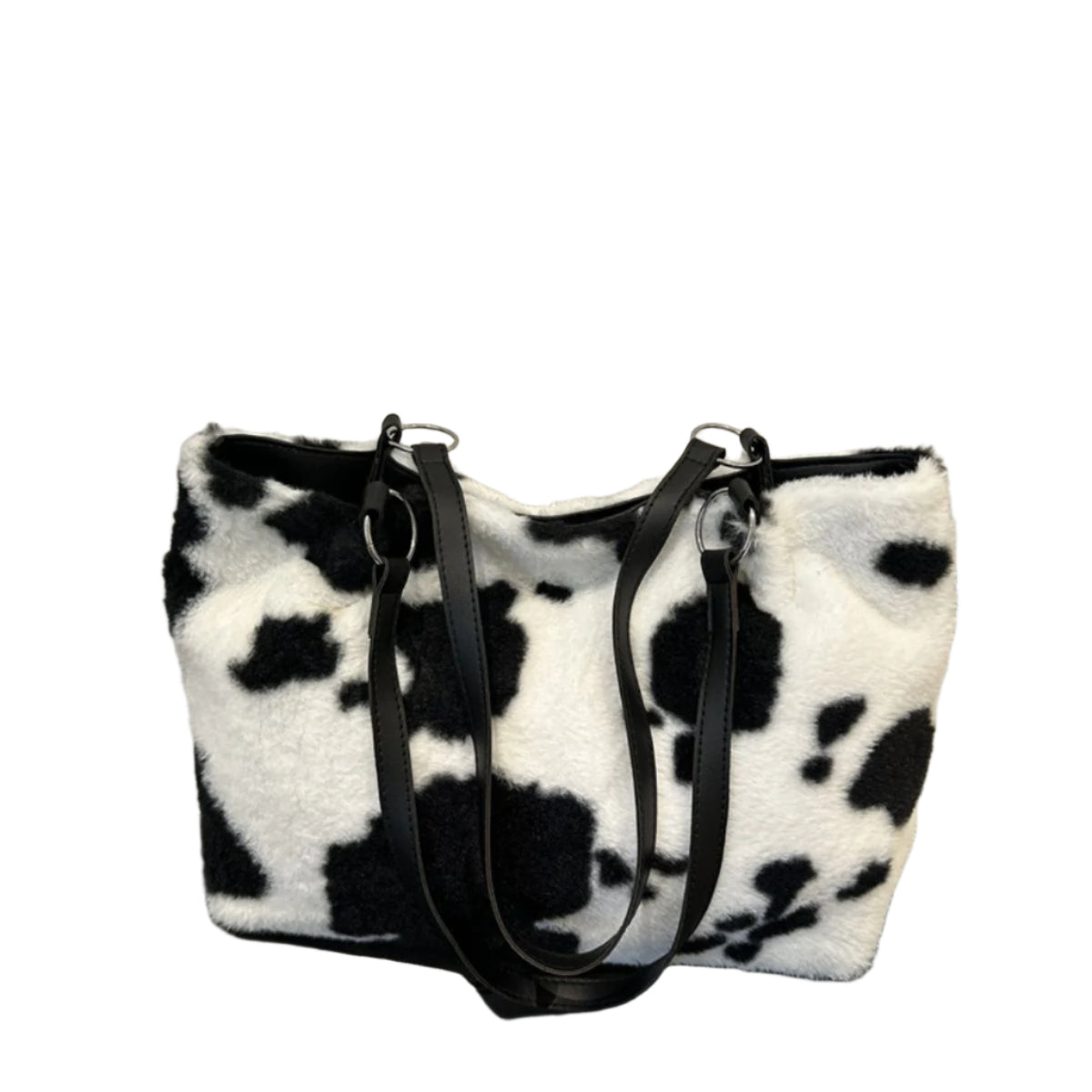 Cow Print Furry Tote Bag