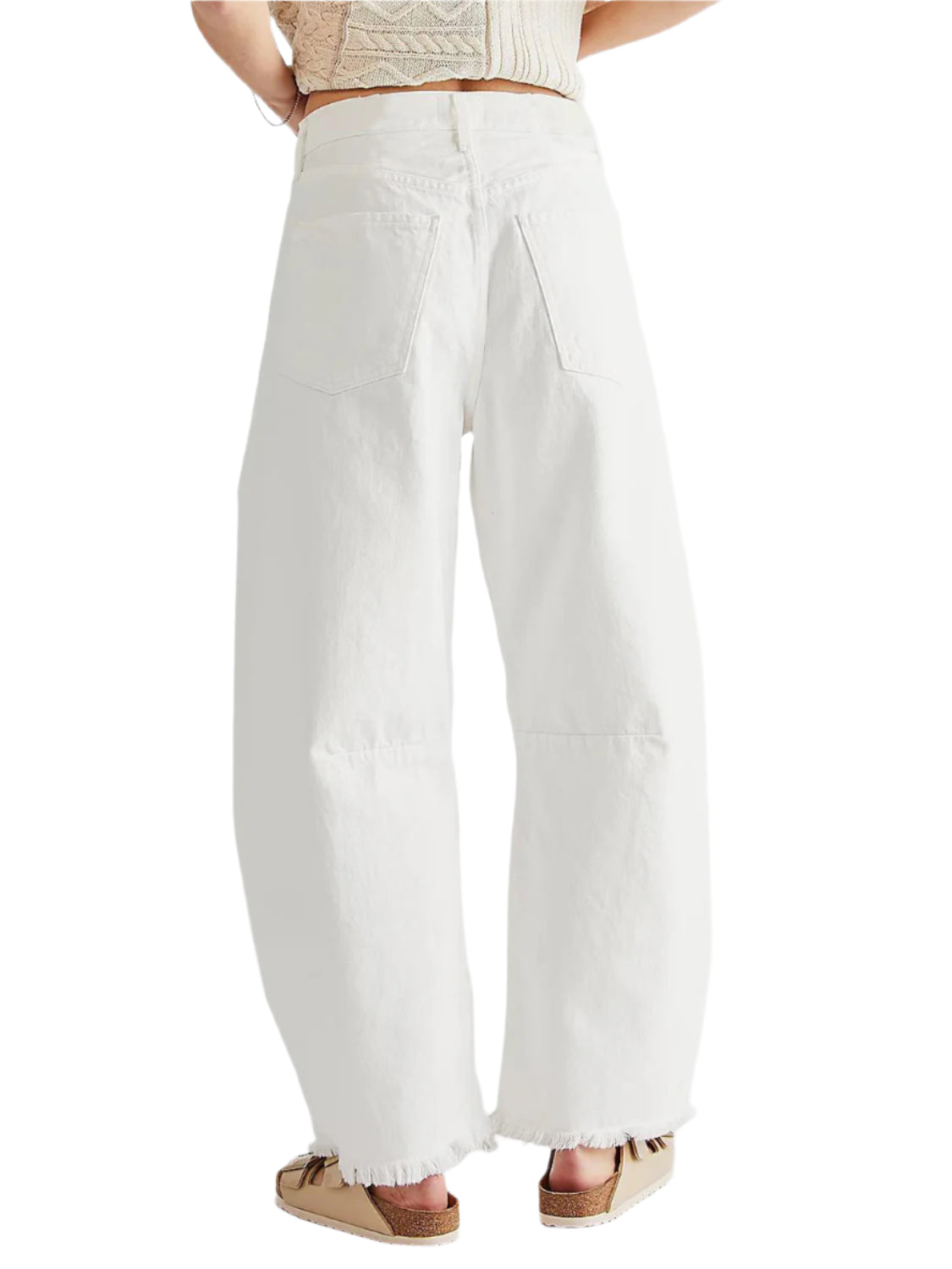 Raw Hem Wide Leg Jeans with Pockets