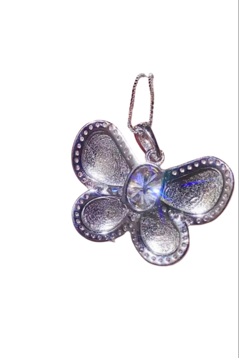 1 Carat Moissanite Butterfly Pendant Necklace