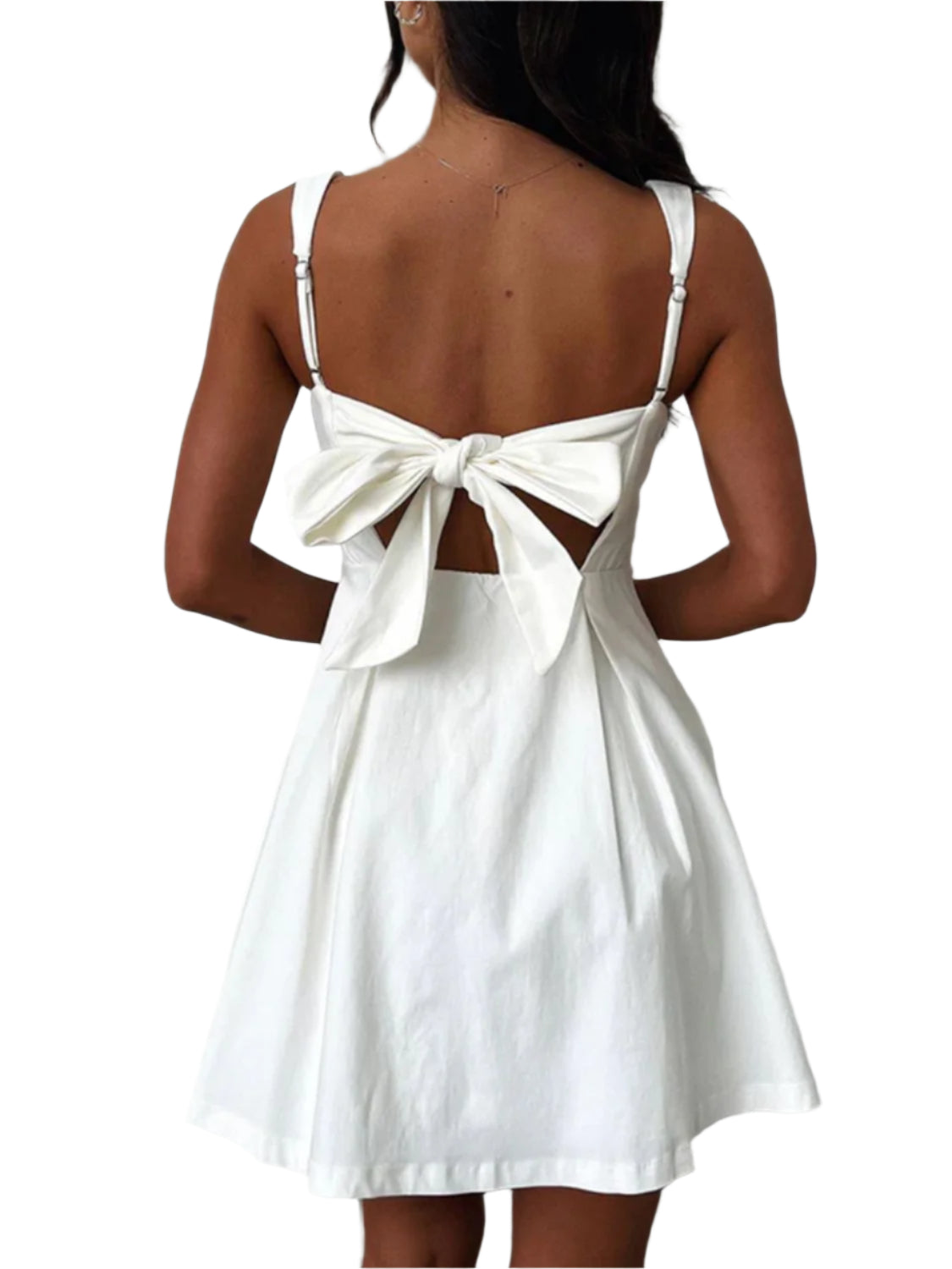 Devine Bow Back Square Neck Mini Dress