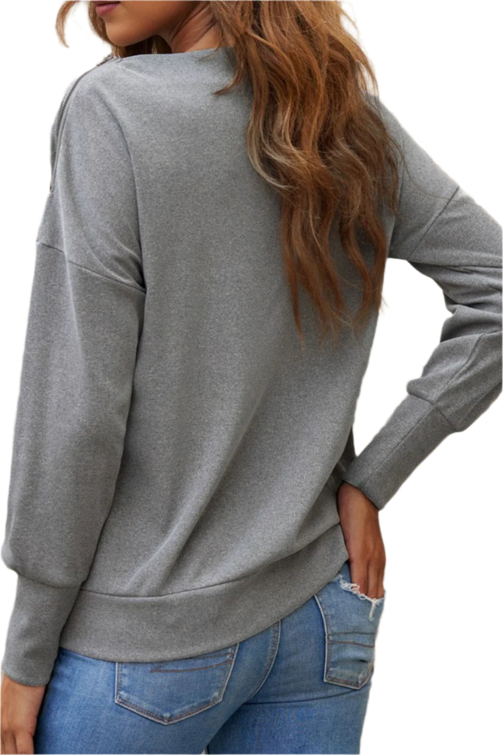 Single Shoulder Long Sleeve Sweatshirt with Zip
