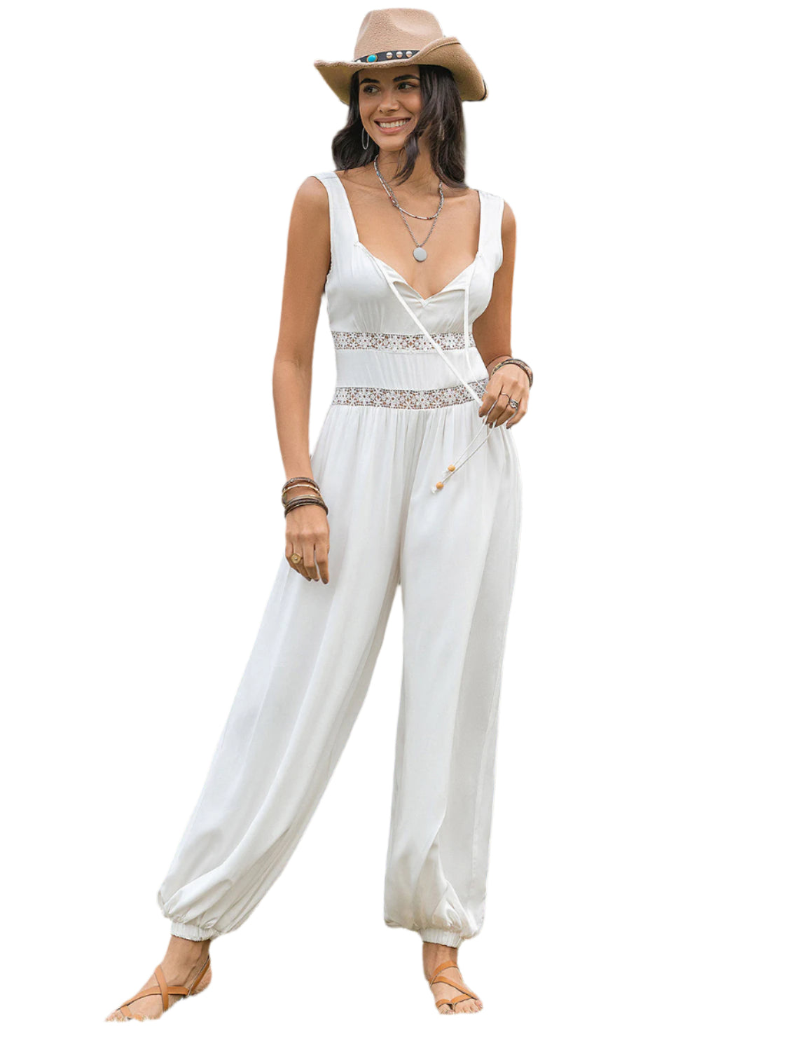 Backless Wide Strap Wide Leg Jumpsuit