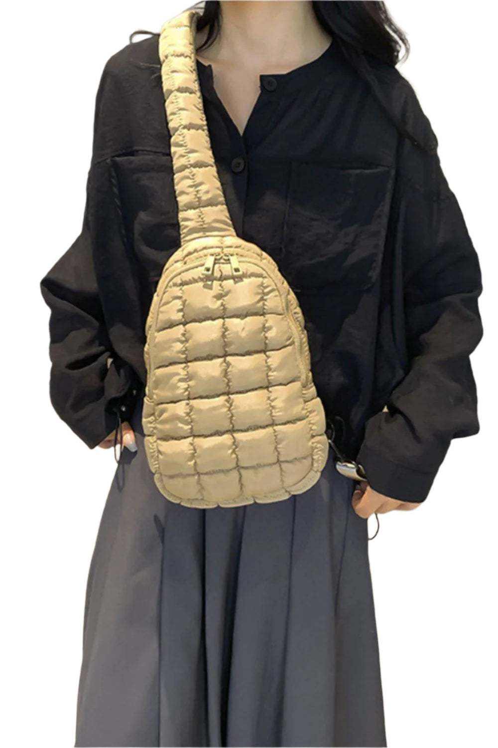 Quilted Nylon Crossbody  Bag