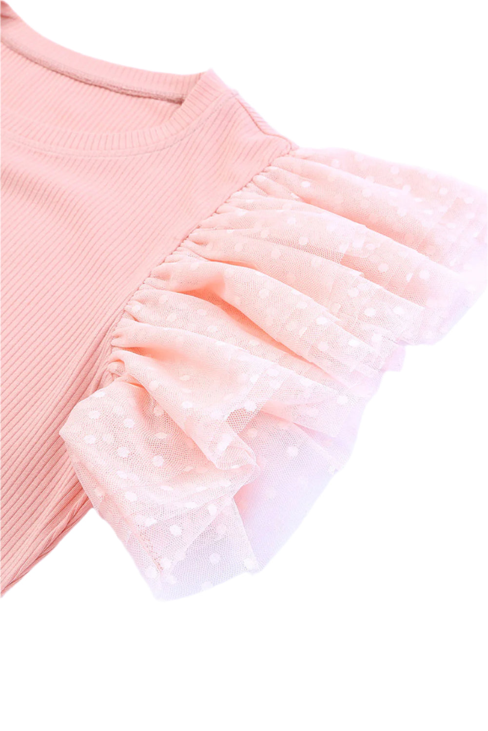 Ruffled Round Neck Cap Sleeve Blouse
