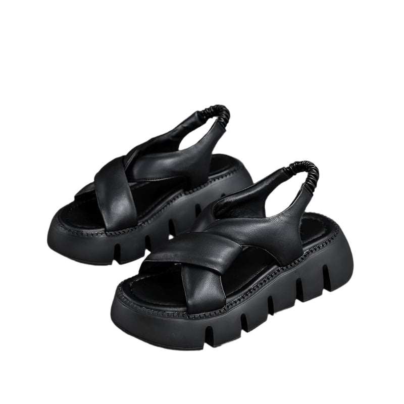 Roman Style Cowhide Platform Sandals