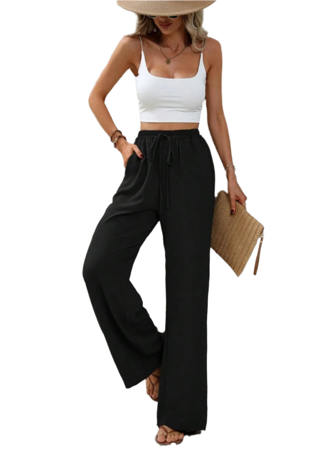 Wide Leg Drawstring Pants