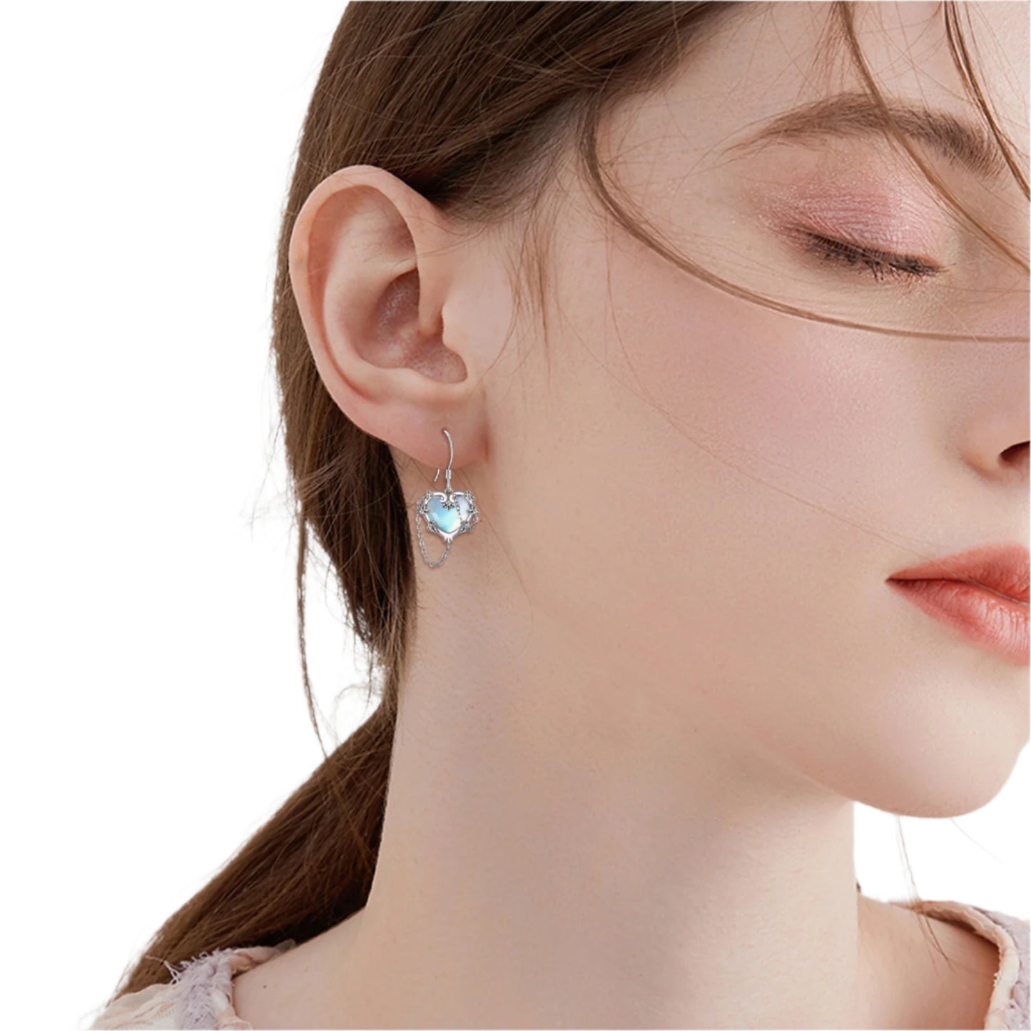 Moonstone Crystal 925 Sterling Silver Dangling Earrings