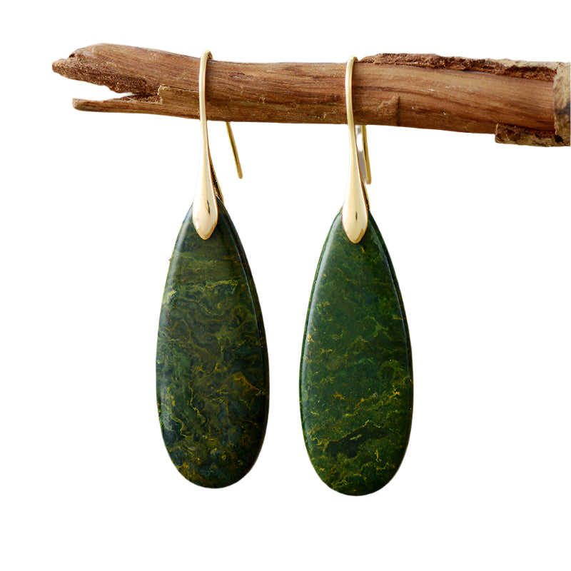 Jasper and Emerald Crystal Waterdrop Shape Earrings