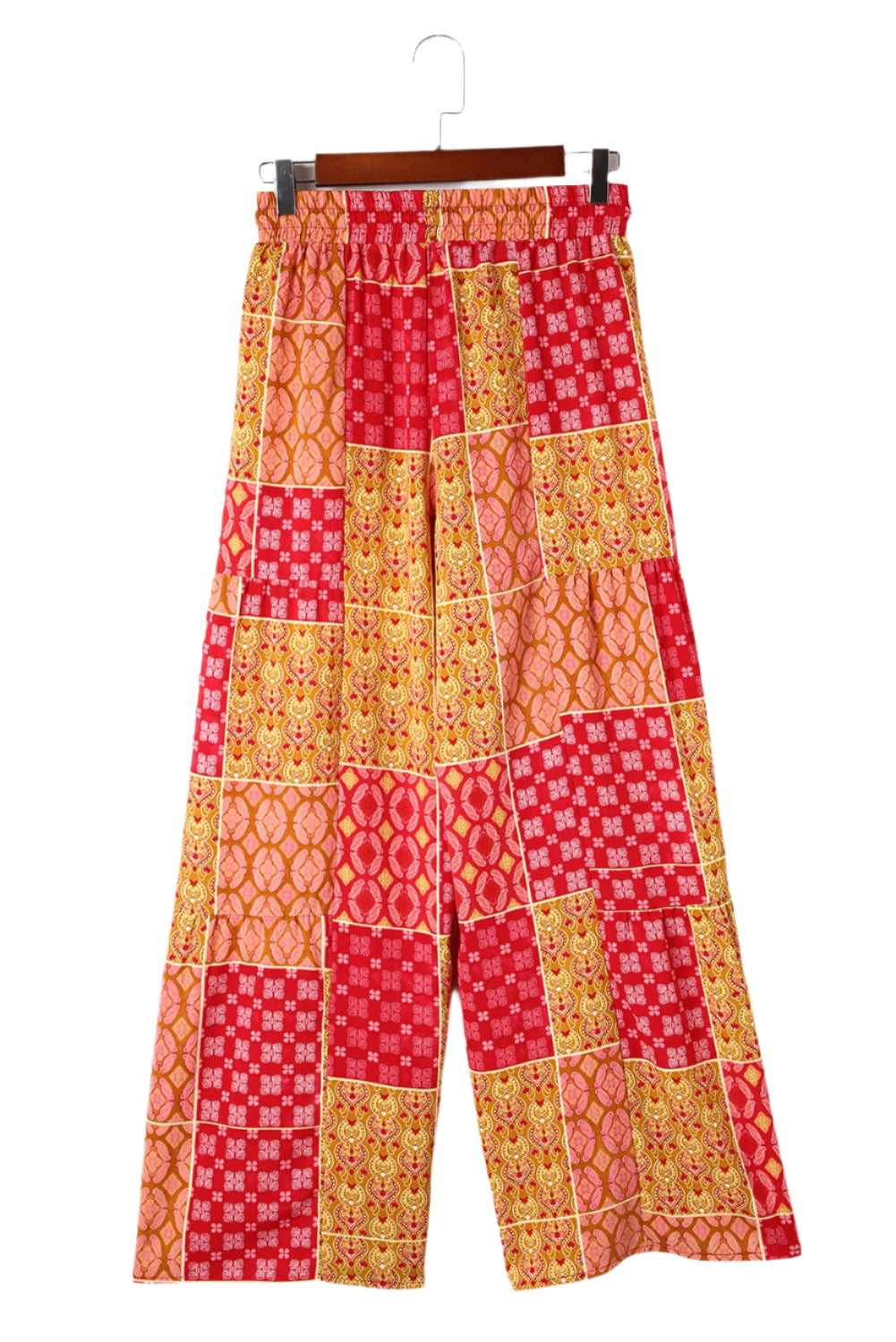 Bohemian Patchwork Drawstring Wide Leg Pants