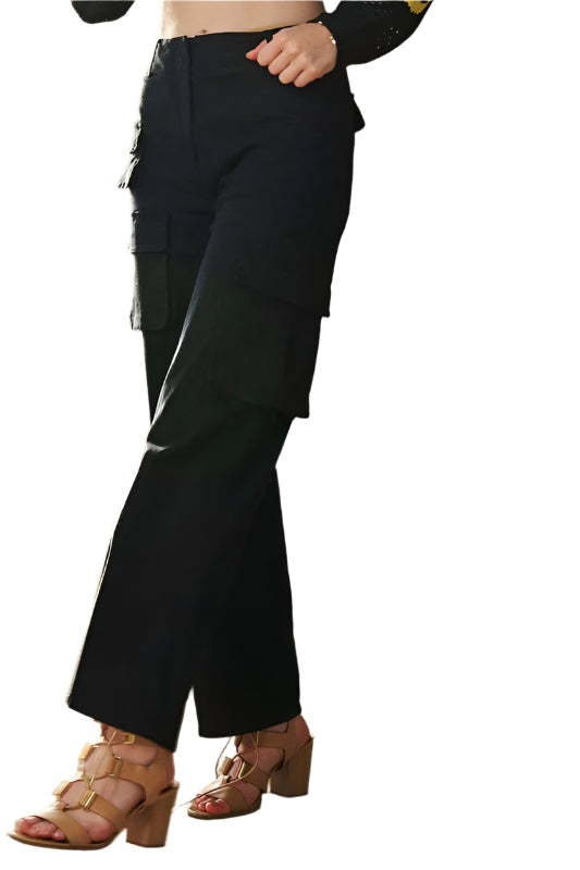 Davi & Dani Flap Pocket Mid Rise Cargo Pants