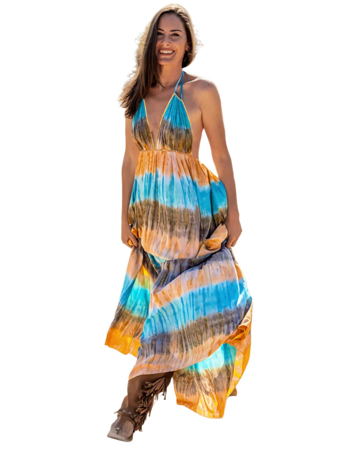 Tie-Dye Halter Neck Dress