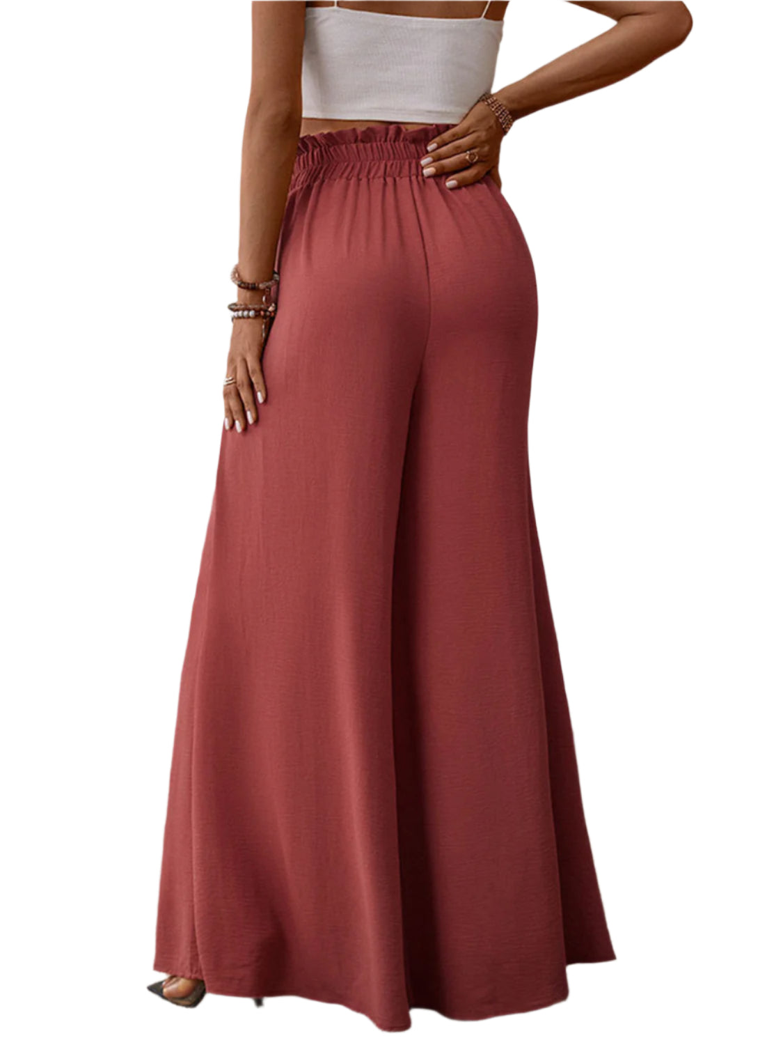 Perfee Frill Tied Wide Leg Pants