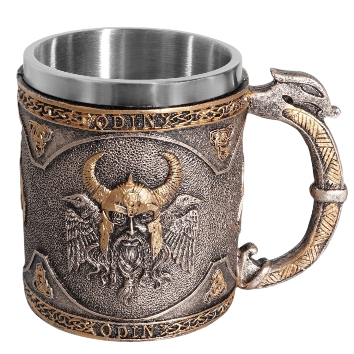 Stainless Steel Liner Resin Odin with Ravens and Thor with Mjölnir  Beer Steins Altar Mugs
