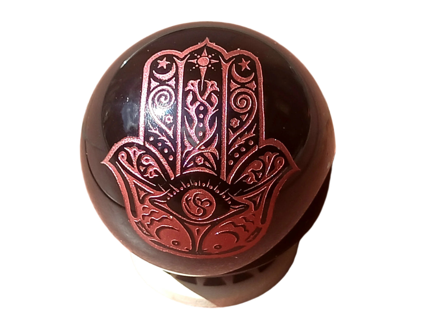 158G Obsidian Crystal Hand Painted Hamsa Sphere