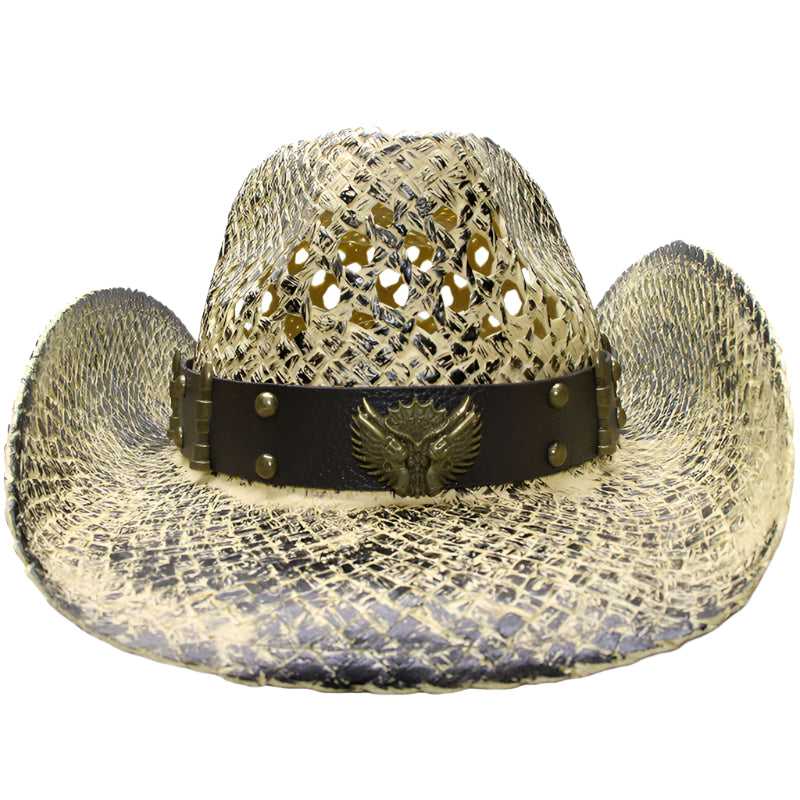 Two Guns Lafite Grass Cowboy Hat with Adjustable Strap