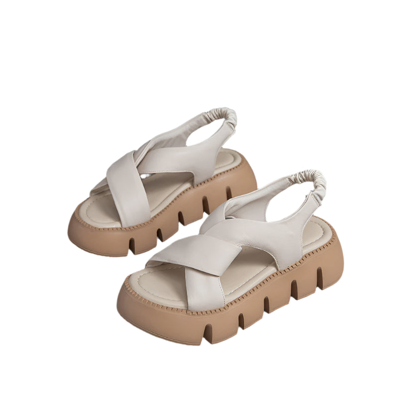 Roman Style Cowhide Platform Sandals