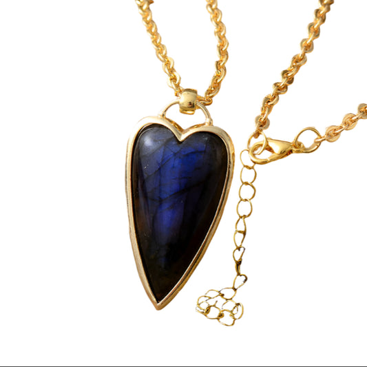 Copper Labradorite Heart Shape Necklace