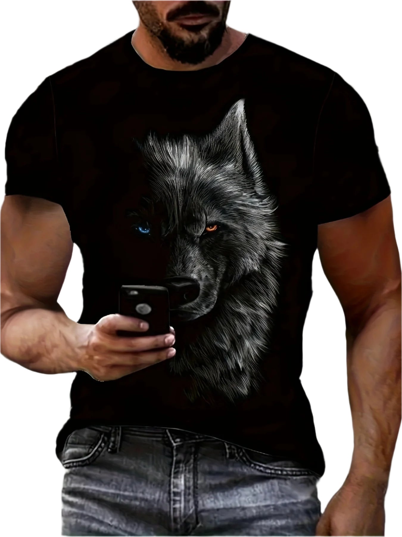 Men's 3D Print Wolf T-Shirt